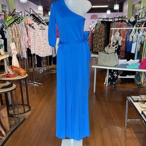 Elegant Blue One-Shoulder Dress